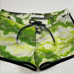 CG Habitats Womens Green Marble Print Board Shorts Surf Swim Sz XS